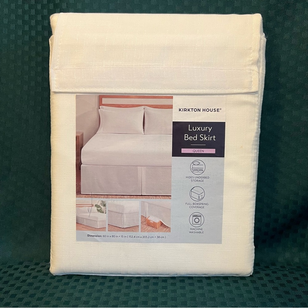 NWT Kirkton House Queen White Luxury Bed Skirt, New With Tags